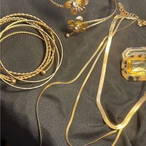 Gold Women’s jewelry bundle with an arm bracket w/ Crystal Accents